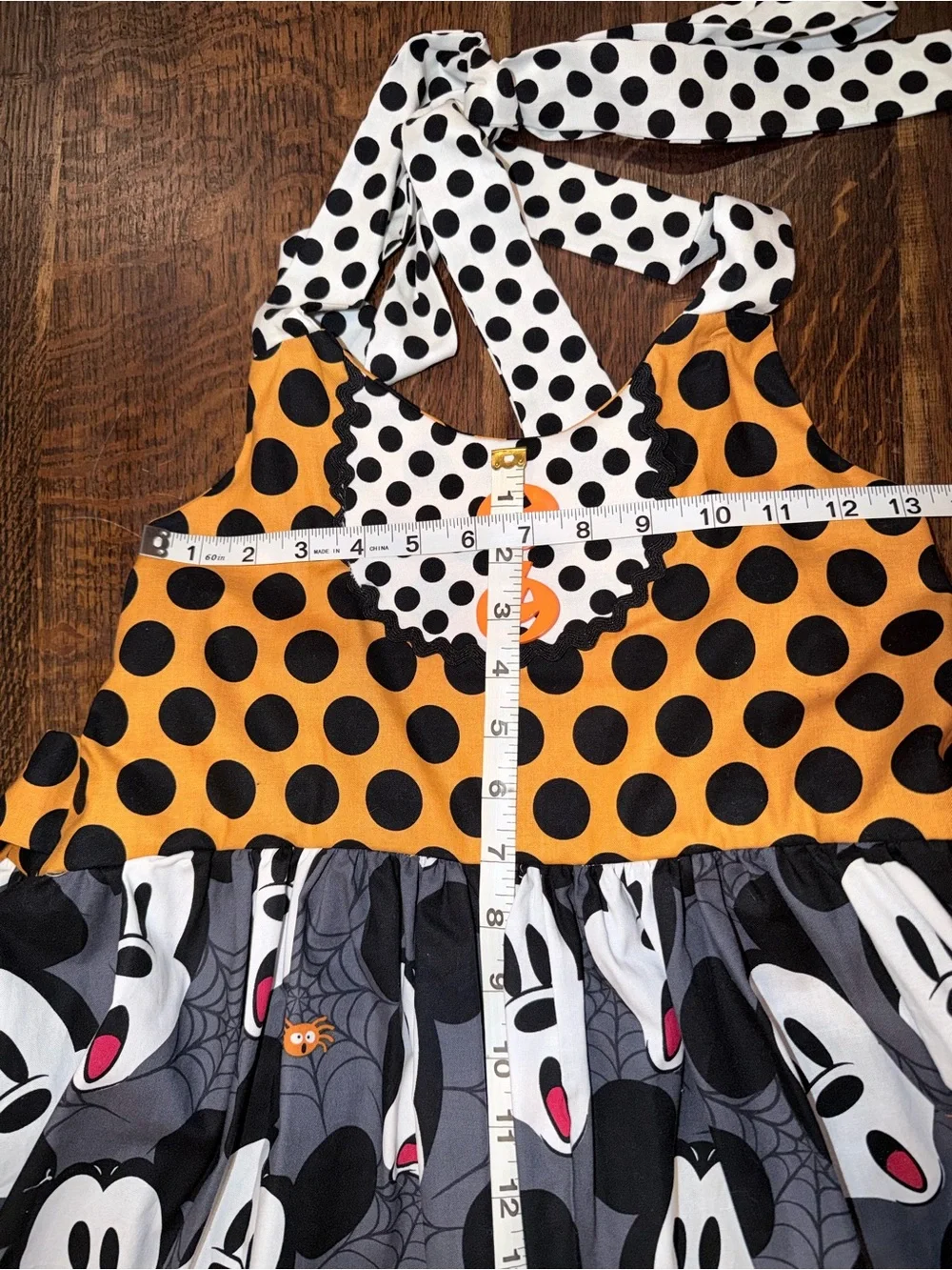 Disney Orange & Black Polka Dot Mickey Halter Dress